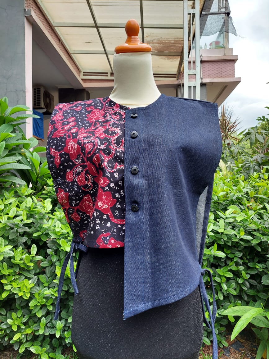 Vest Denim Ethnic Lasem